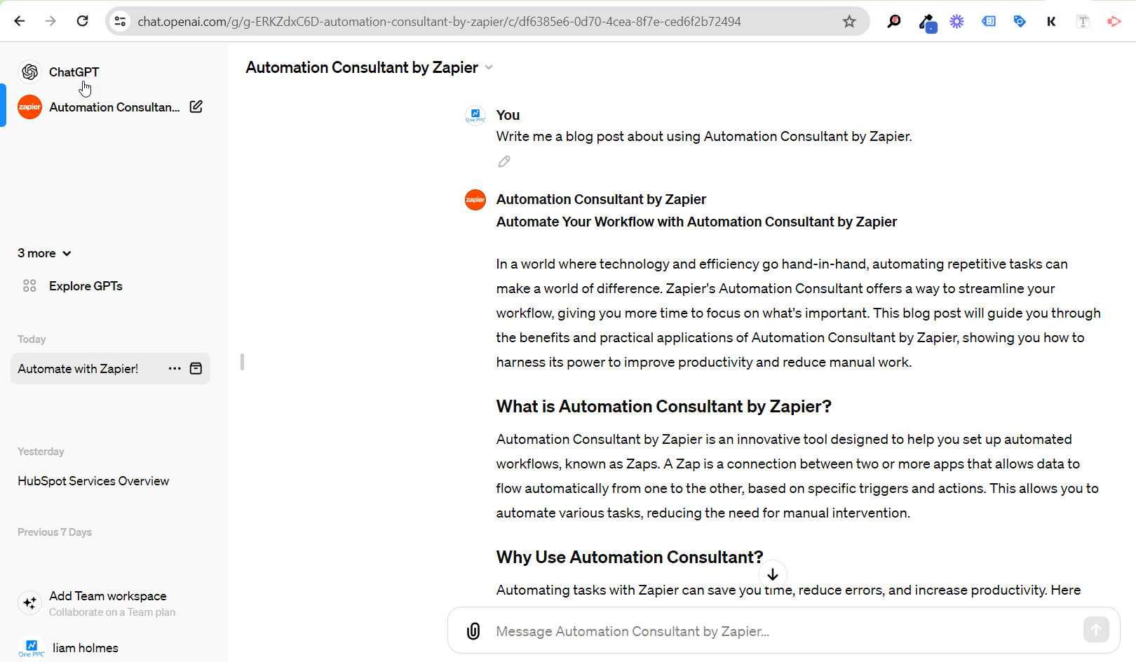 Open AI Automation Consultant by Zapier